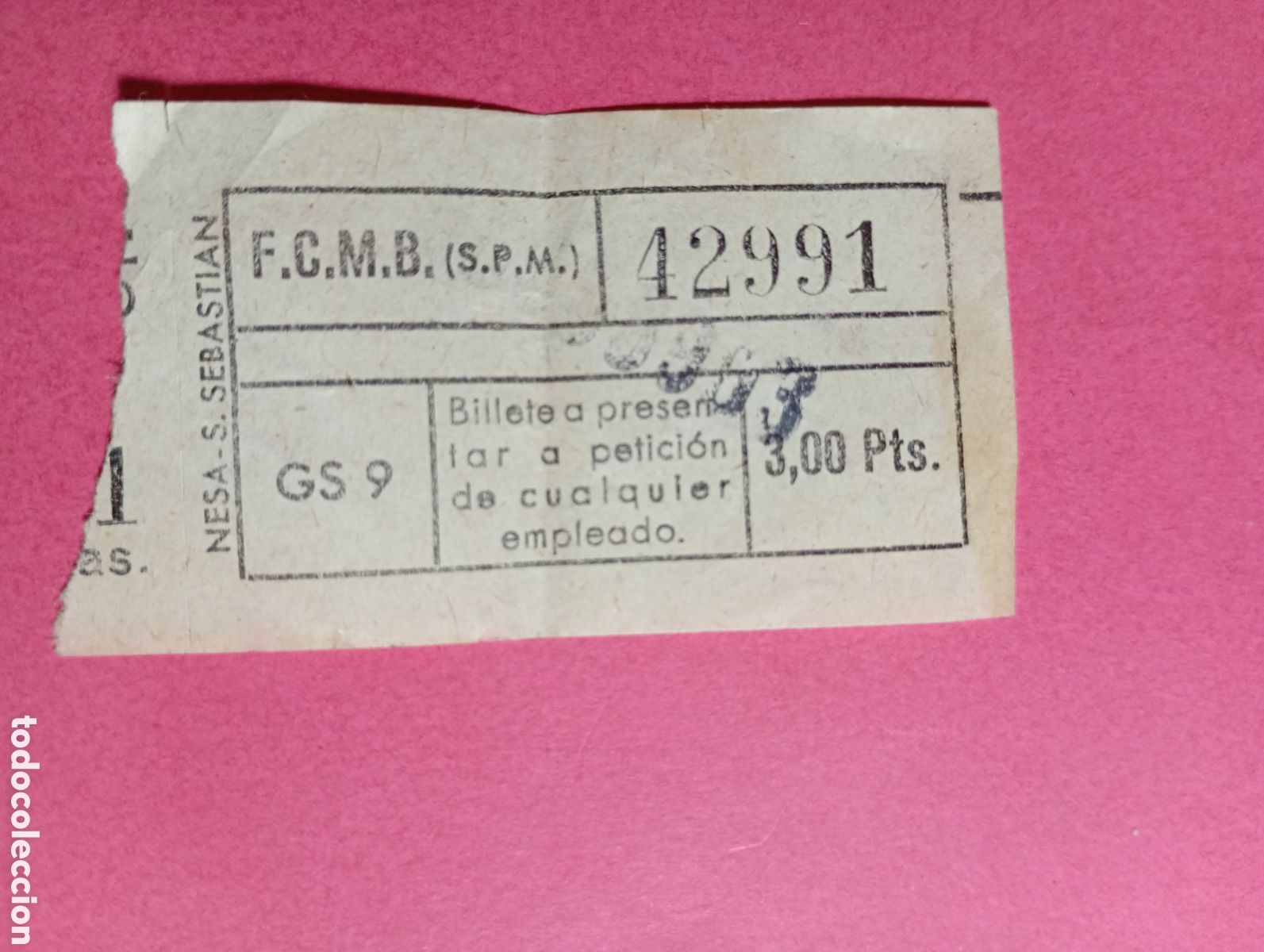 Coleccionismo Billetes de transporte: barcelona ferrocarril metropolitano billete 42991 - GS9 - 3,00 Pts. &iquest;9/1963?