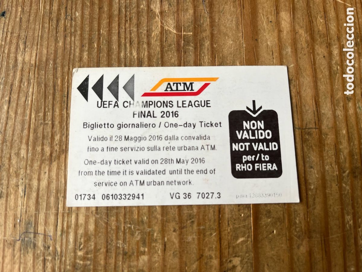 Coleccionismo Billetes de transporte: R31837 BILLETE TRANSPORTE ATM TREN FINAL UEFA CHAMPIONS LEAGUE 2016 REAL MADRID ATLETICO MADRID