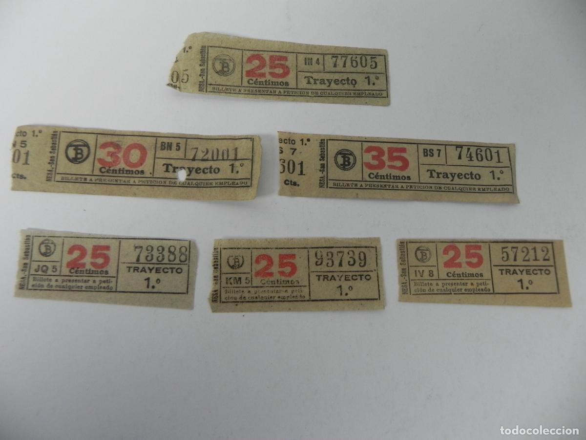 Coleccionismo Billetes de transporte: Lote 6 Billetes Antiguos Tranv&iacute;as de Barcelona (TB) - A&ntilde;os 40/50 - Imprenta NESA