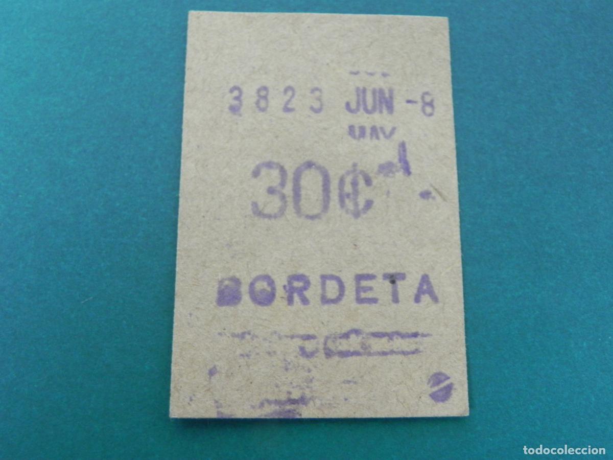 Coleccionismo Billetes de transporte: Billete Cartoncillo Metro Barcelona - F.C. Metropolitano Transversal - Estaci&oacute;n BORDETA - Excelente