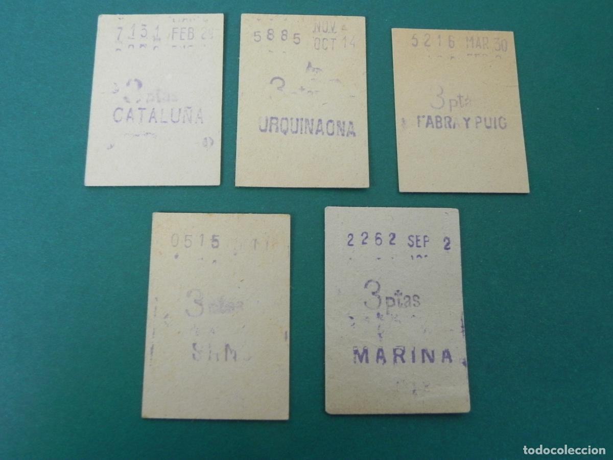 Coleccionismo Billetes de transporte: Lote 5 Billetes Cartoncillo Metro Barcelona - 3 Pesetas - Diferentes Estaciones (Catalu&ntilde;a, Marina..)