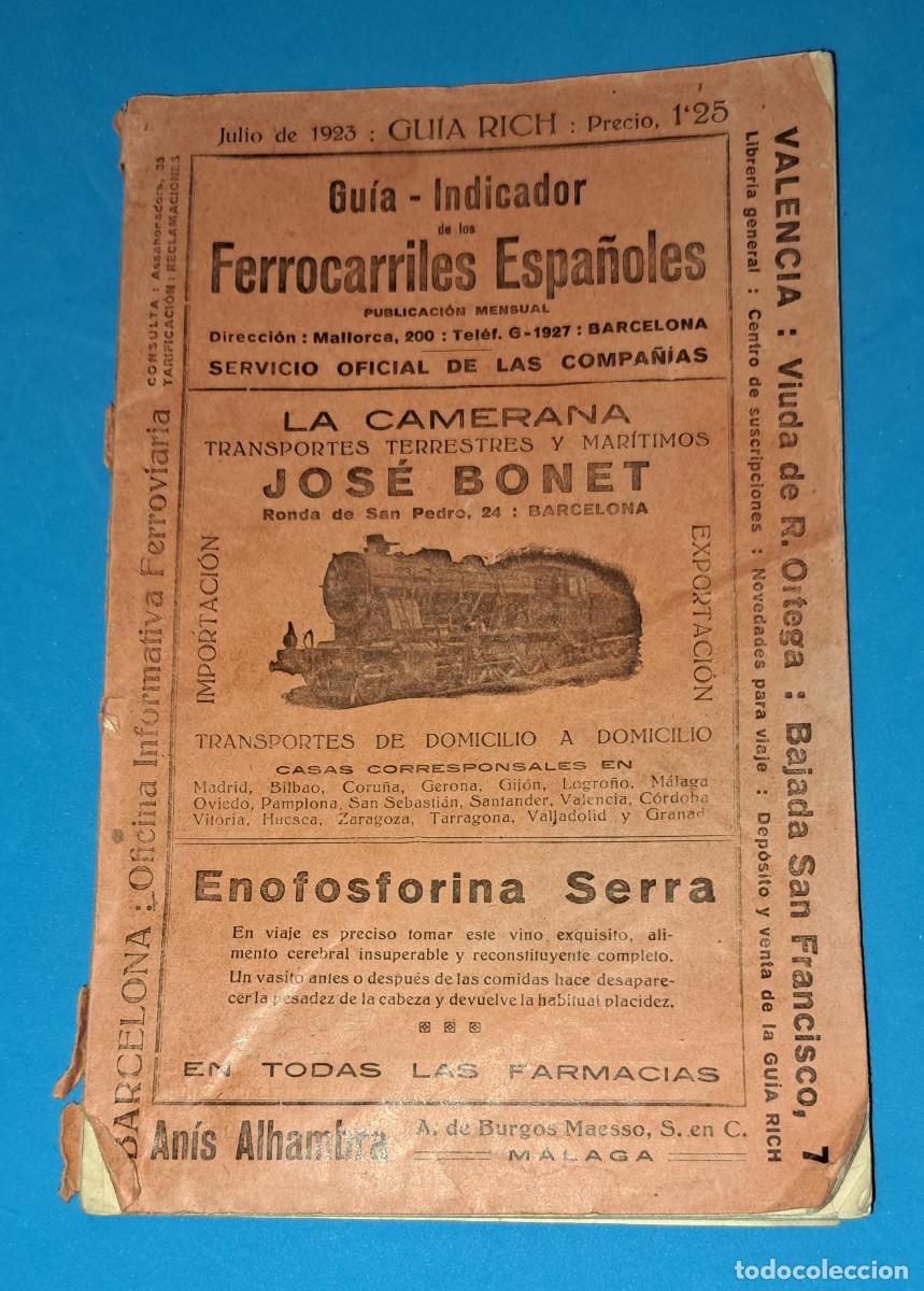 Coleccionismo Billetes de transporte: GUIA - INDICADOR DE LOS FERROCARRILES ESPA&Ntilde;OLES - A&Ntilde;O 1923