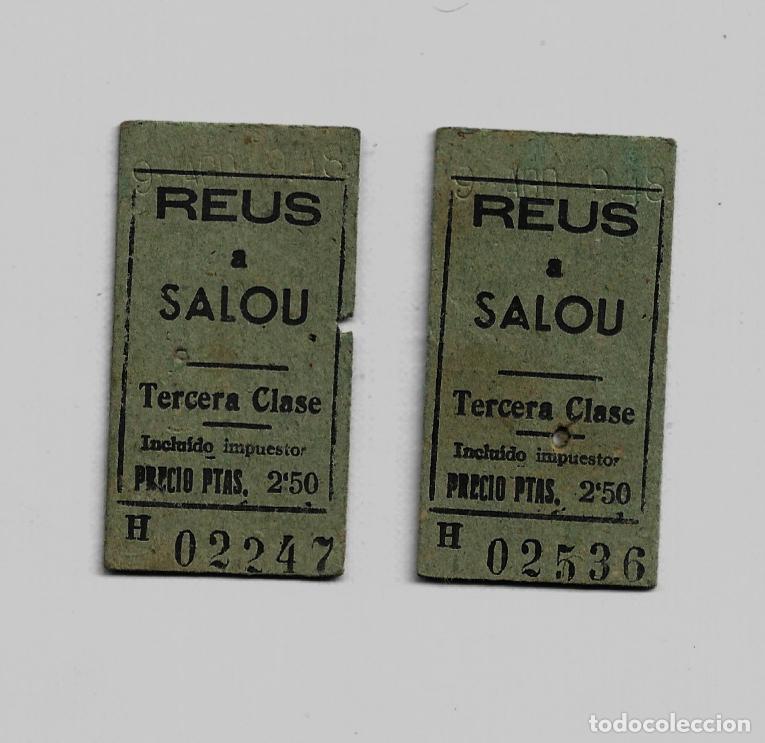 Coleccionismo Billetes de transporte: DOS BILLETES FERROCARRIL-CARRILET- REUS SALOU - TERCERA CLASE- PRECIO 2.50 PTS- A&Ntilde;OS 50 -