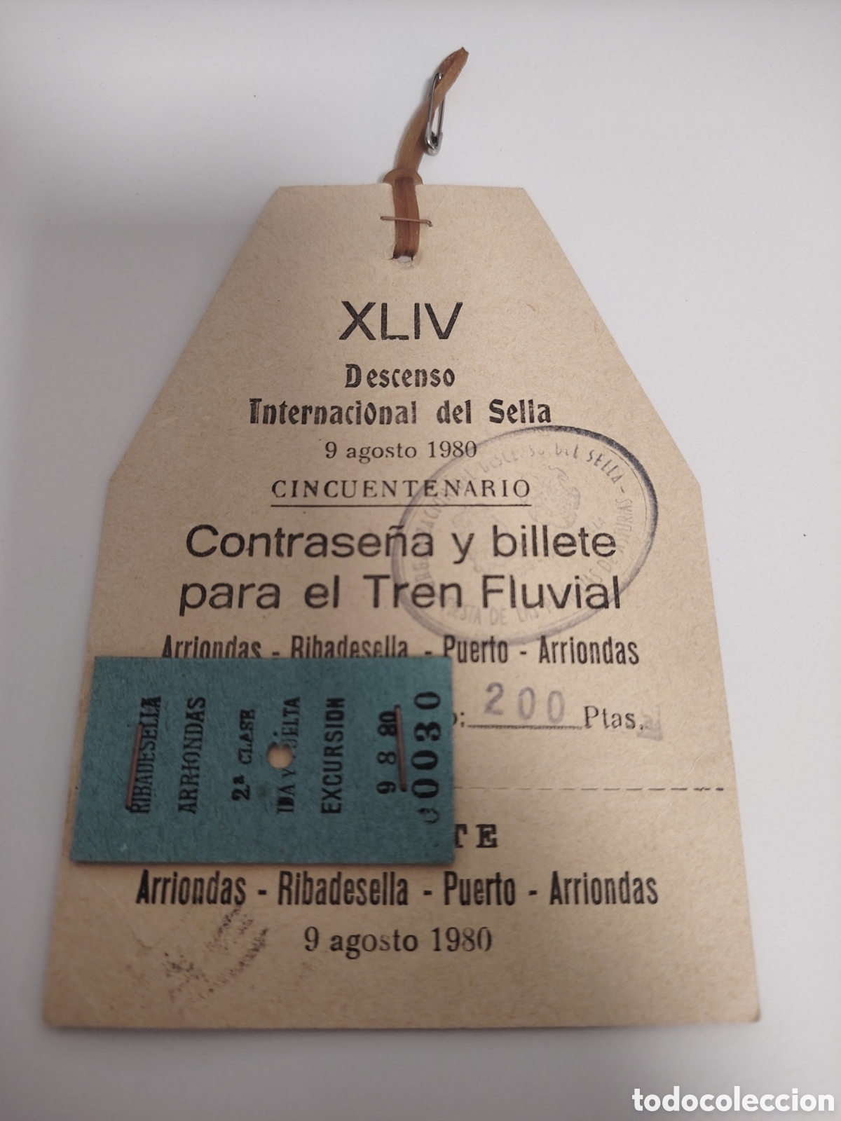 Coleccionismo Billetes de transporte: Billete tren fluvial descenso Sella. Arriondas-Ribadesella-Puerto. Asturias