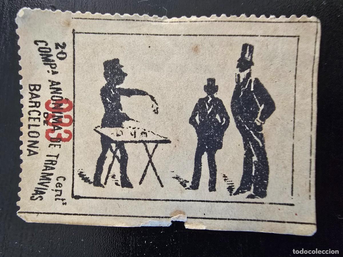 Coleccionismo Billetes de transporte: Billete Tranvia.933 Compa&ntilde;ia Anonima Tramvia Barcelona.Sombras Chinescas.20 cents.