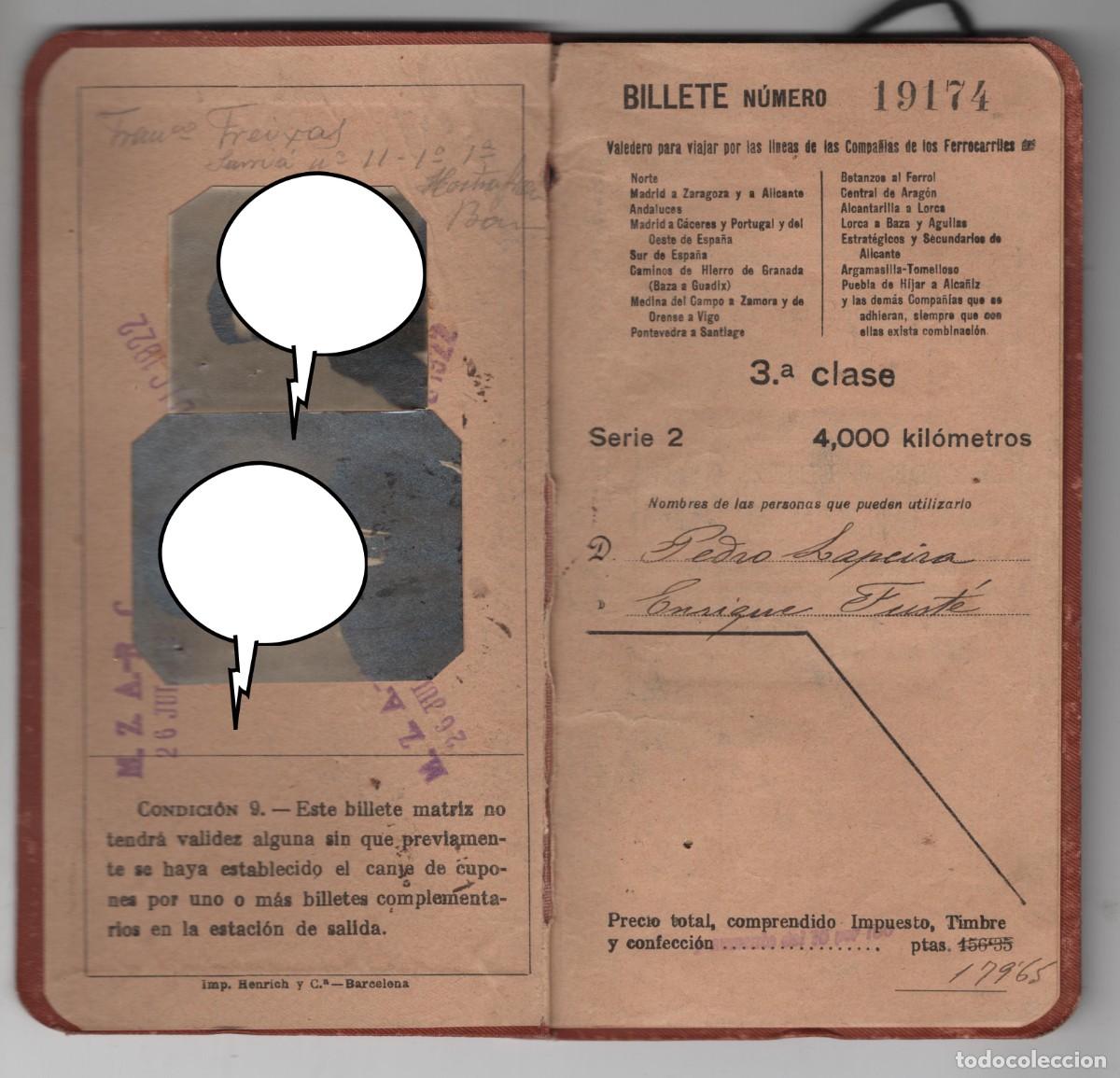 Coleccionismo Billetes de transporte: BILLETE KILOMETRICO DE TREN PARA 4000 KILOMETROS JULIO DE 1922