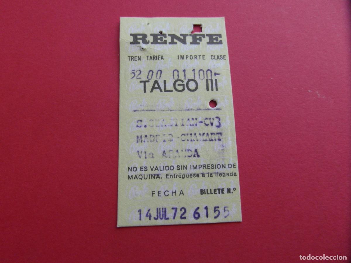 Coleccionismo Billetes de transporte: BILLETE HUGIN TALGO III 1972 SAN SEBASTIAN CV3 MADRID CHAMARTIN