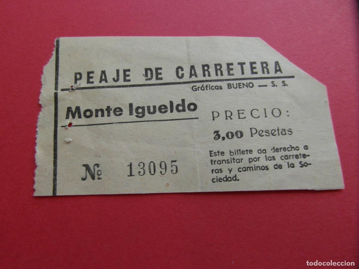 Coleccionismo Billetes de transporte: BILLETE PEAJE DE CARRETERA MONTE IGUELDO 3 PESETAS SAN SEBASTIAN