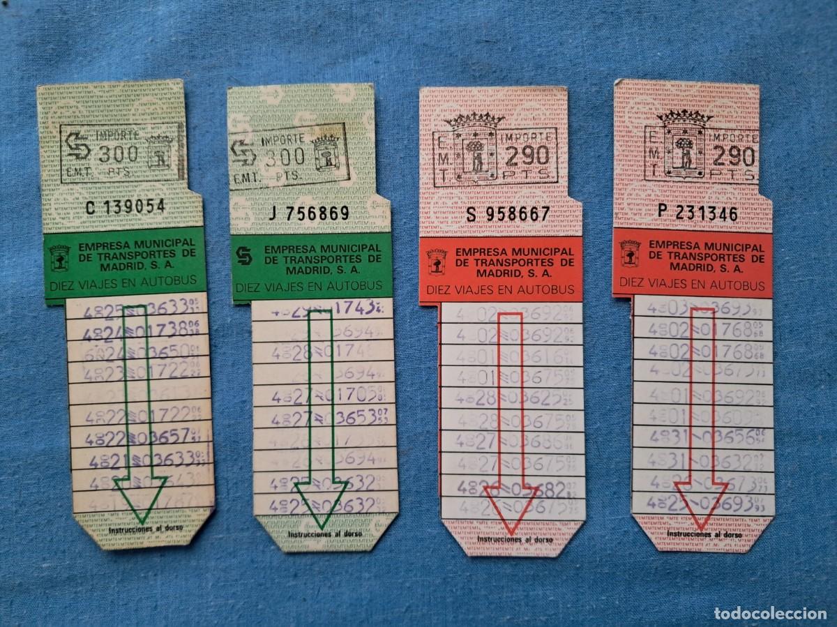 Coleccionismo Billetes de transporte: CUATRO BONO BUSES DE MADRID DE LOS A&Ntilde;OS 80
