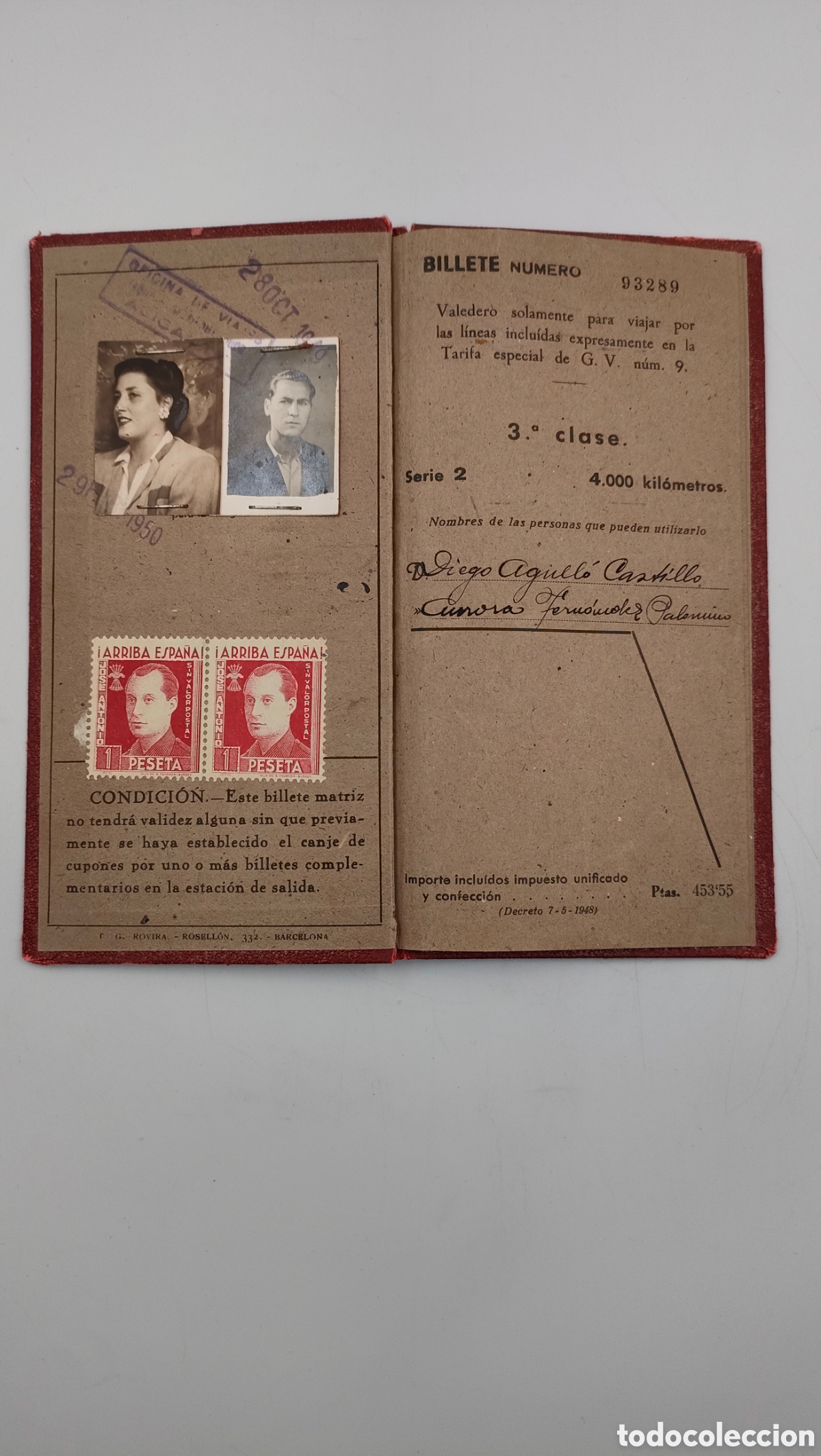 Coleccionismo billetes de transporte: Dos billetes kilometricos - Foto 2