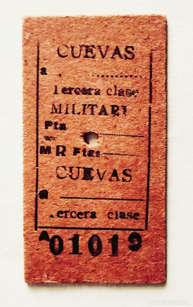 Coleccionismo Billetes de transporte: BILLETE TREN. TARIFA MILITAR. CUEVAS- RIBADESELLA ASTURIAS.ENVIO INCLUIDO EN EL PRECIO.