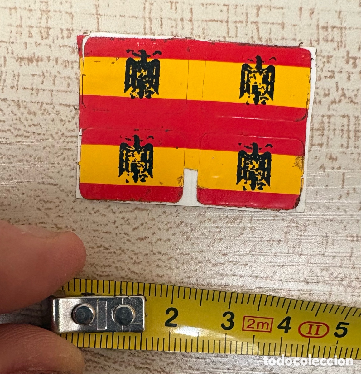 Coleccionismo Billetes de transporte: Pliego de 4 Pegatinas Originales Bandera Espa&ntilde;a &Aacute;guila de San Juan (A&ntilde;os 70) - Estado Colecci&oacute;n