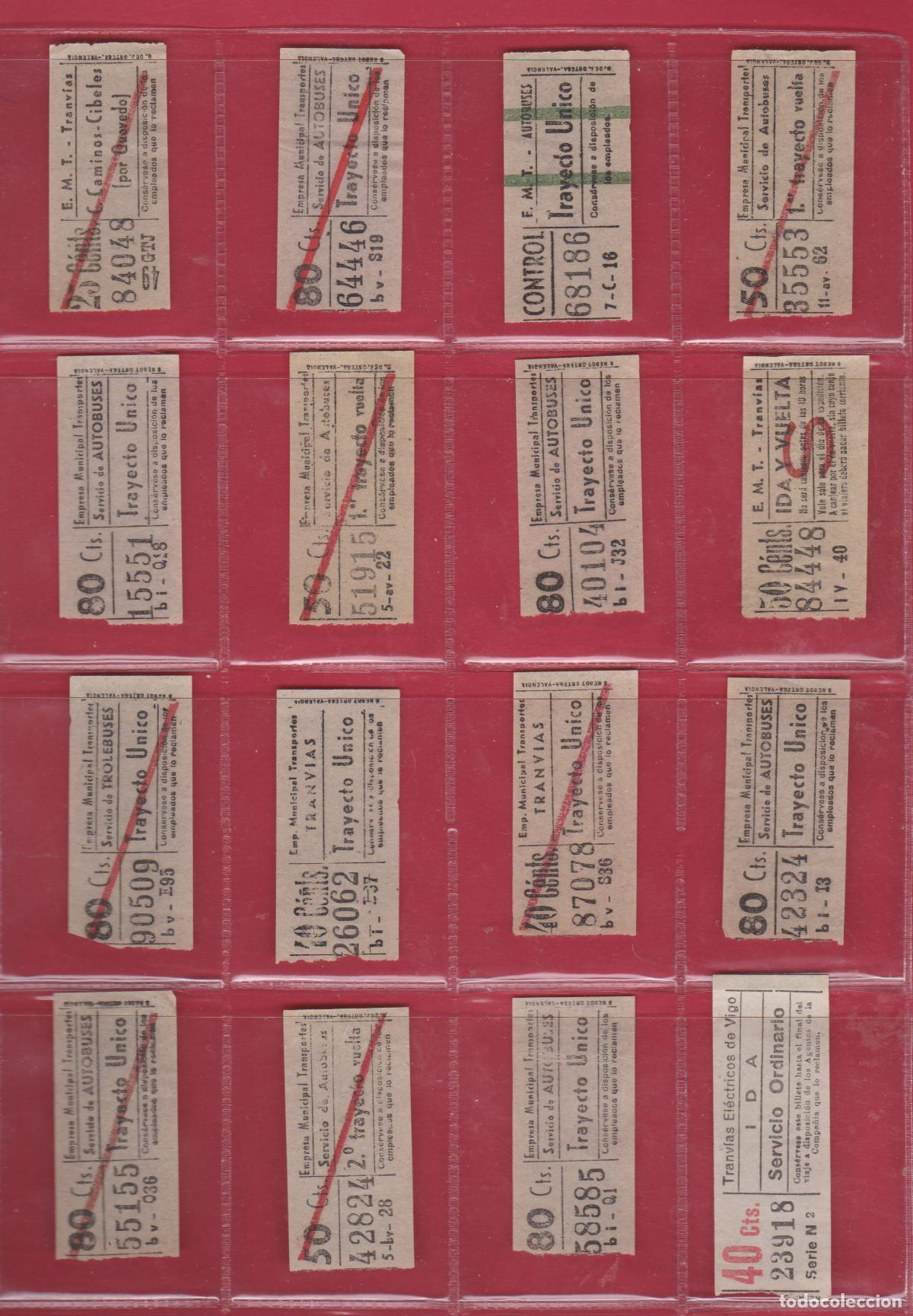 Coleccionismo Billetes de transporte: 16 BILLETES DE AUTOBUSES ANTIGUOS CAPICUAS