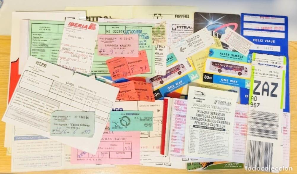 Coleccionismo Billetes de transporte: LOTE BILLETES TRANSPORTE ZARAGOZA SALOU IBIZA IBERIA AVIACO DENIA METRO RENFE