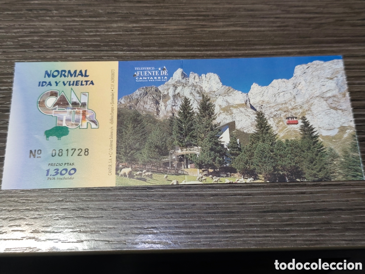 Coleccionismo Billetes de transporte: Entrada ticket telef&eacute;rico Fuente de Cantabria Banesto publicidad