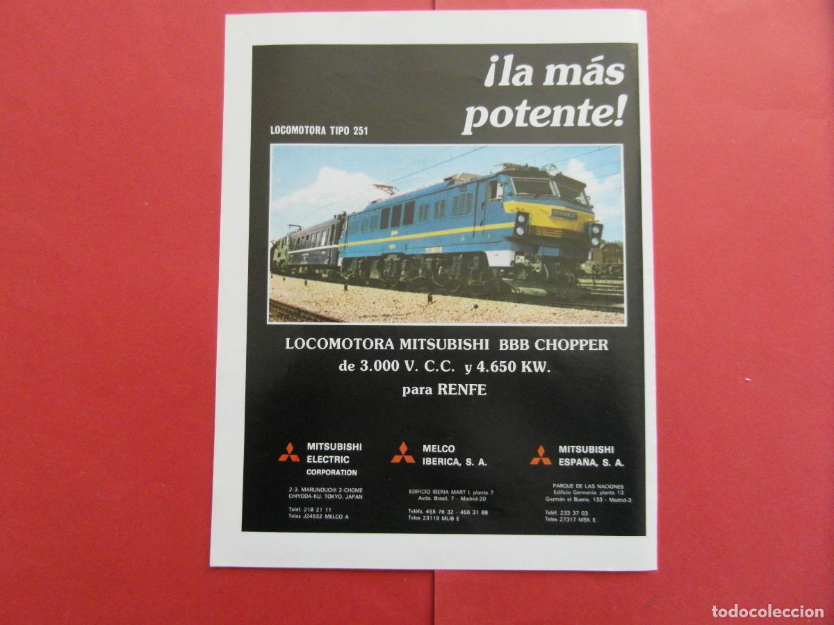 Collectables Transport Tickets: PUBLICIDAD 1983 - REF: PUBTREN01 - MITSUBISHI ELECTRIC - FERROCARRIL TREN RENFE MZA LOCOMOTORA 251
