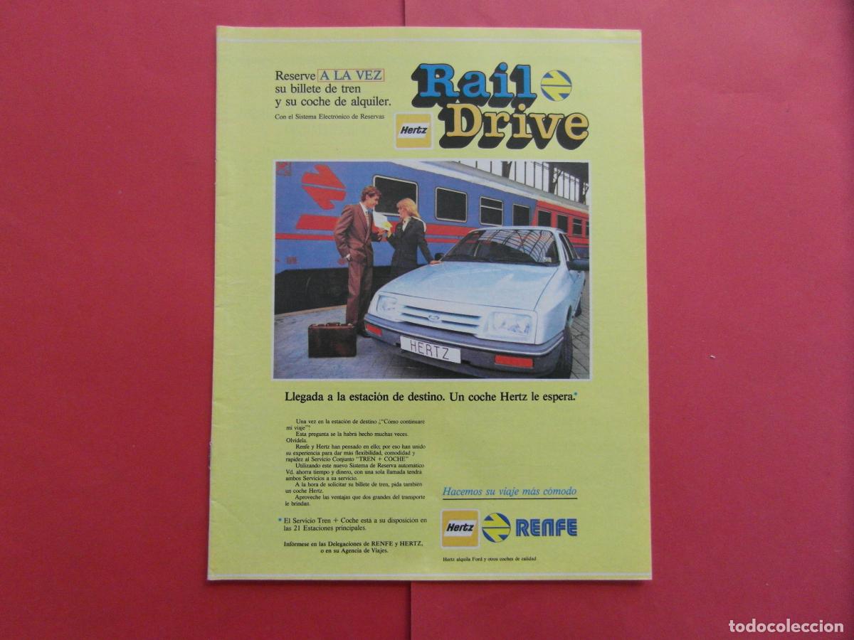 Colecionismos Bilhetes de Transporte: PUBLICIDAD 1984 - REF: PUBTREN01 - HERTZ FORD SIERRA - FERROCARRIL TREN RENFE MZA LOCOMOTORA