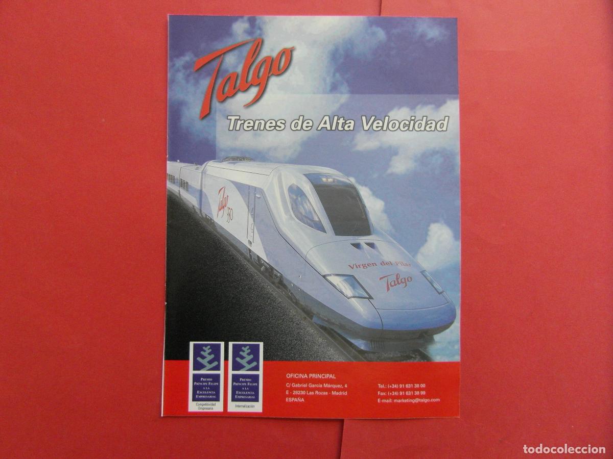 Collectables Transport Tickets: PUBLICIDAD 2000 - REF: PUBTREN01 - TALGO VIRGEN DEL PILAR - RENFE TREN FERROCARRIL LOCOMOTORA