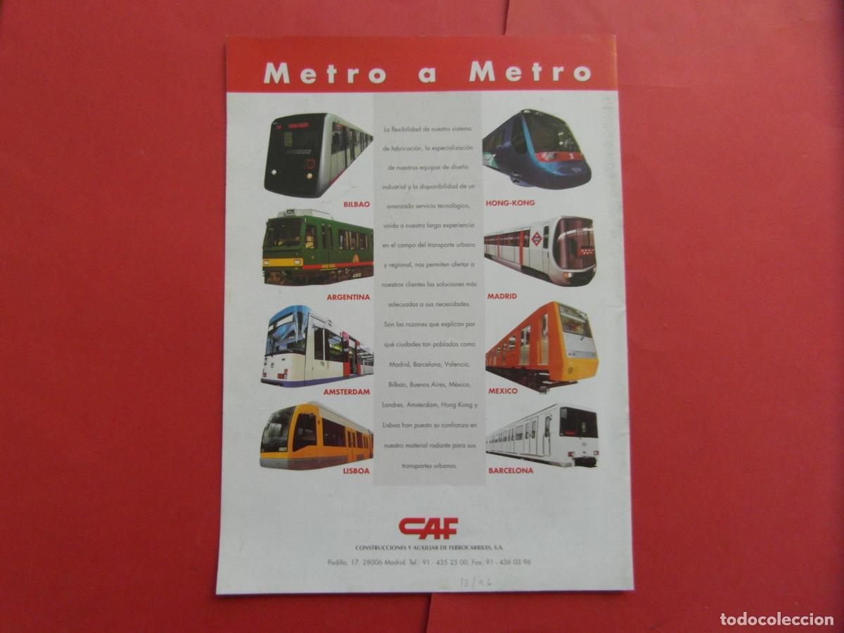 Colecionismos Bilhetes de Transporte: PUBLICIDAD 1998 - REF: PUBTREN01 - CAF METRO BILBAO MADRID BARCELONA - RENFE TREN FERROCARRIL