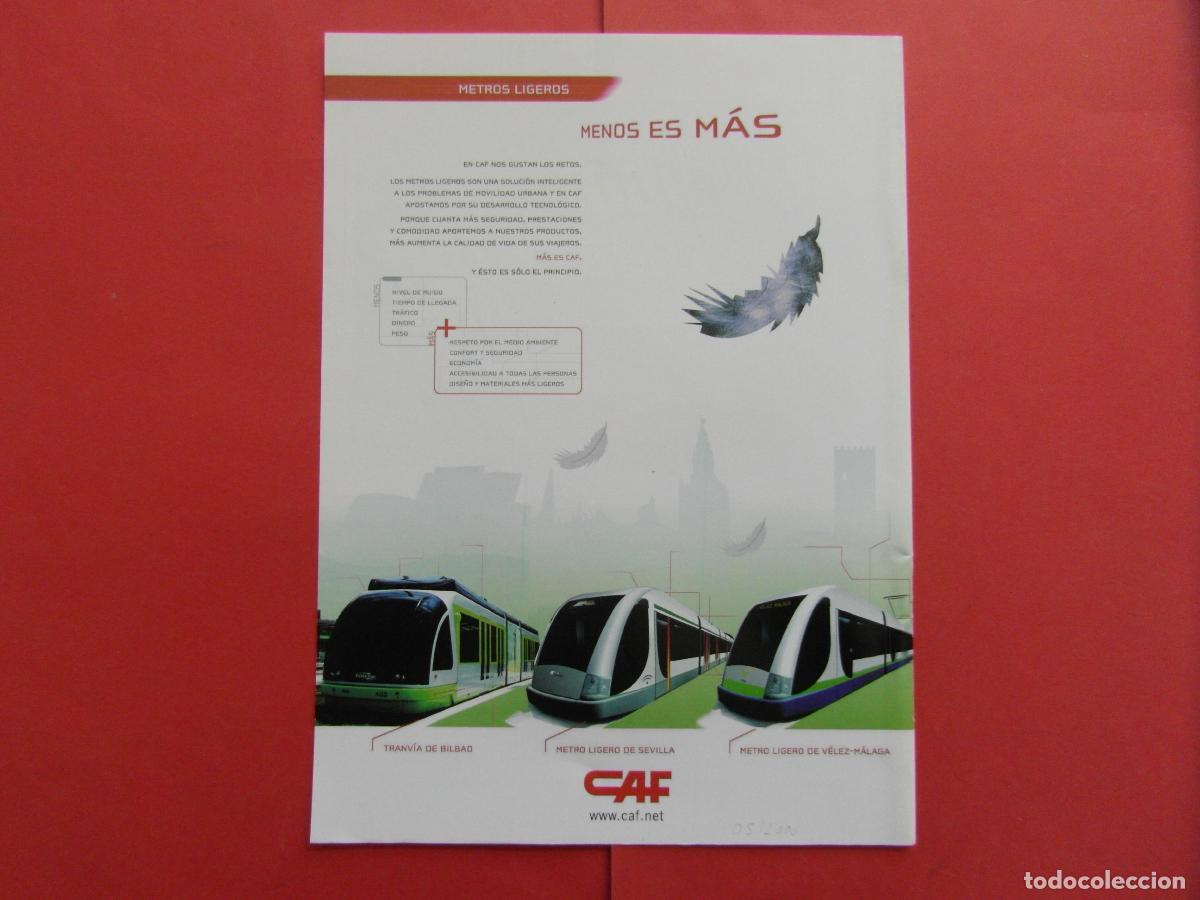 Colecionismos Bilhetes de Transporte: PUBLICIDAD 2006 - REF: PUBTREN01 - CAF TRANVIA BILBAO METRO SEVILLA VELEZ MALAGA - RENFE FERROCARRIL