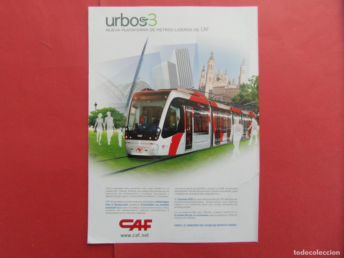 Coleccionismo billetes de transporte: PUBLICIDAD 1994 - REF: PUBTREN01 - CAF TRANVIA ZARAGOZA URBOS 3 METRO LIGERO - RENFE ERROCARRIL
