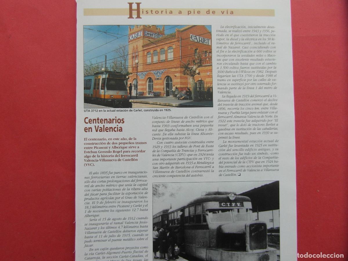 Colecionismos Bilhetes de Transporte: ARTICULO 1995 - REF: ARTTREN02 - CENTENARIO FERROCARIL VALENCIA ESTACION CARLET C.T.F.V. AUTOVIA 10