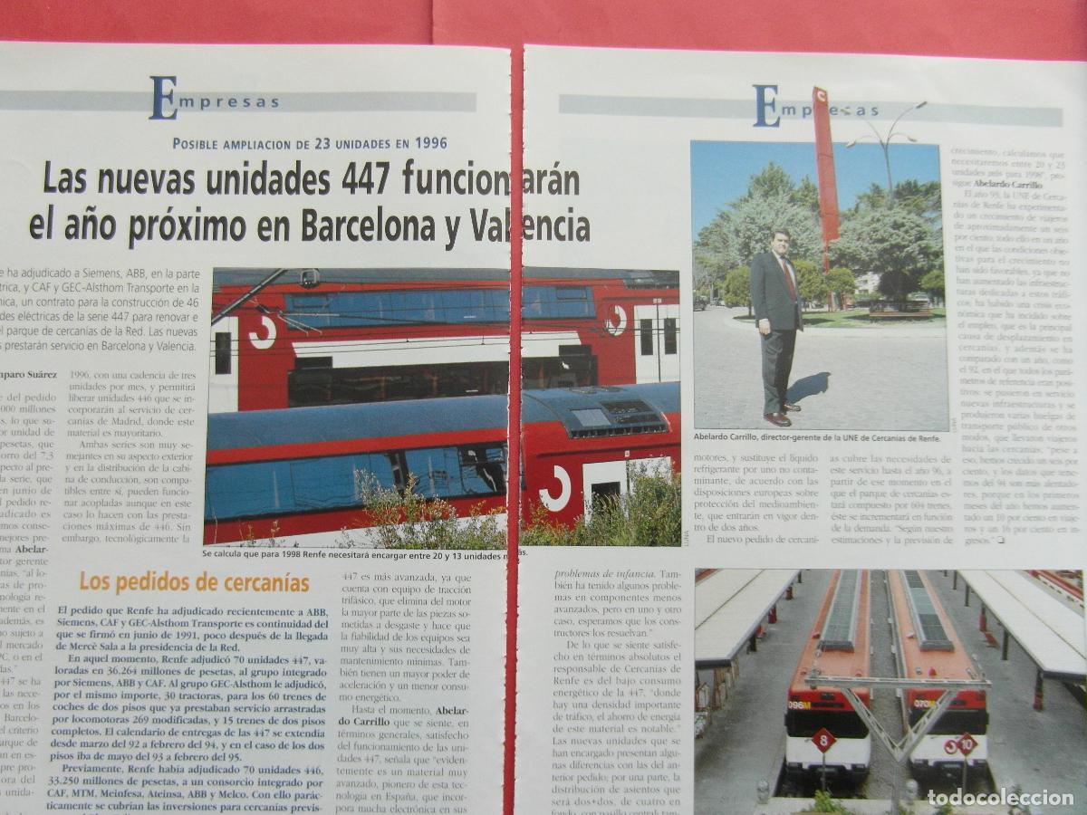 Coleccionismo Billetes de transporte: ARTICULO 1994 - REF: ARTTREN02 - NUEVOS TRENES 447 BARCELONA Y VALENCIA - 2 PAGINAS