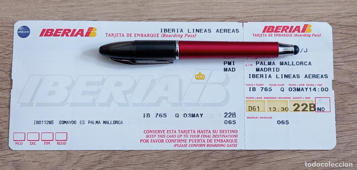 Coleccionismo Billetes de transporte: Billete de avi&oacute;n, ticket, tarjeta de embarque IBERIA 2001. Palma de Mallorca - Madrid