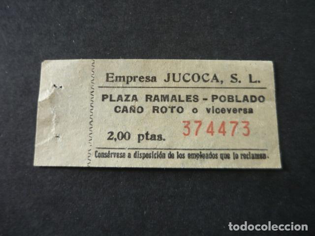 Coleccionismo Billetes de transporte: BILLETE DE AUTOBUS MADRID EMPRESA JUCOCA PLAZA RAMALES POBLADO CA&Ntilde;O ROTO CAPICUA