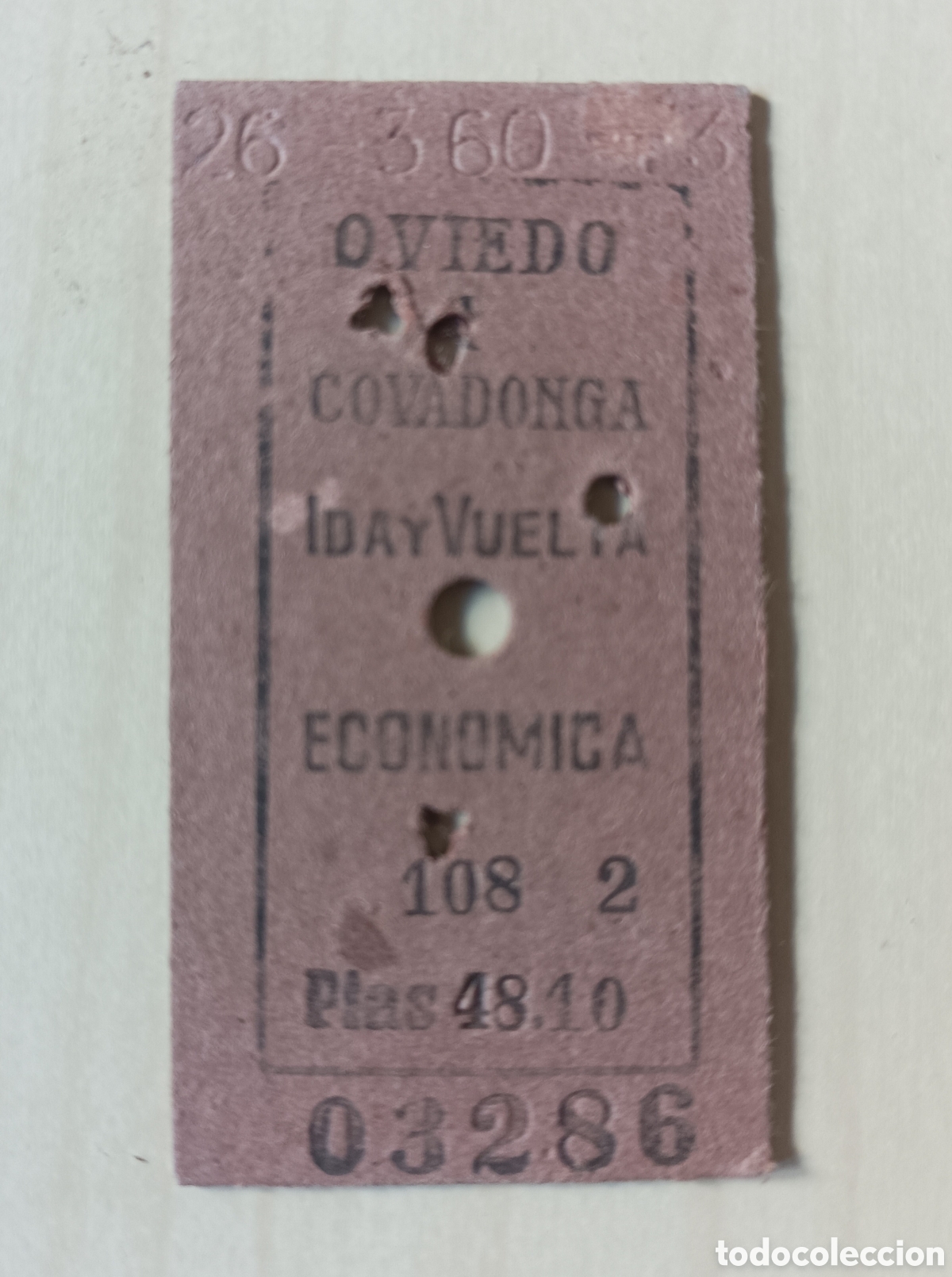 Colecionismos Bilhetes de Transporte: Antiguo billete ferrocarril OVIEDO COVADONGA. Asturias.