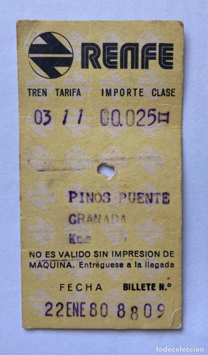 Coleccionismo Billetes de transporte: Billete Renfe 1980 Pinos Puente Granada