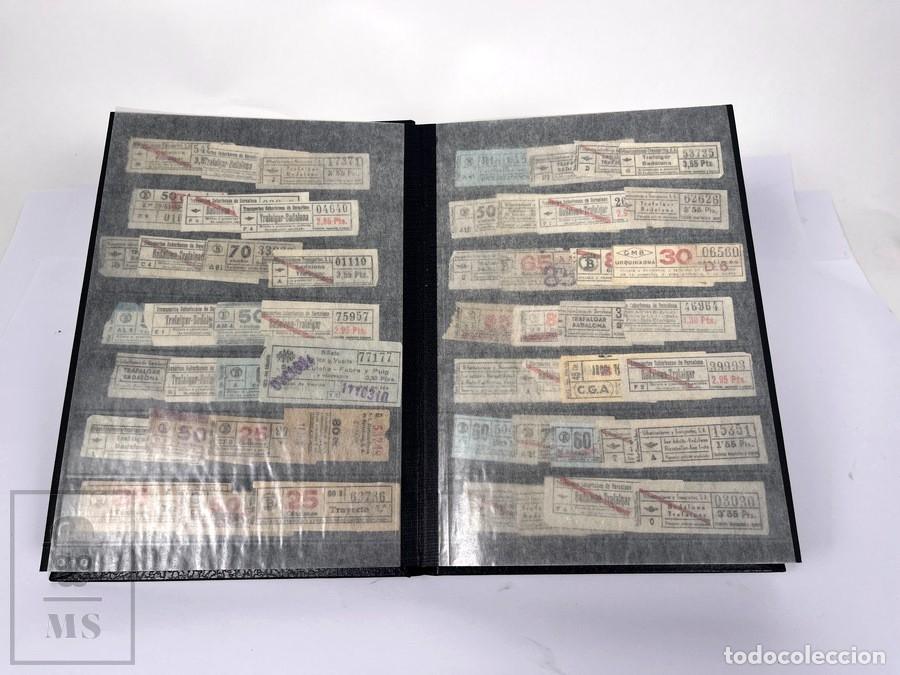 Coleccionismo Billetes de transporte: Clasificador con 190 Antiguos Billetes de Tranvia - Badalona - Billete Alquiler Ba&ntilde;ador Tenerife