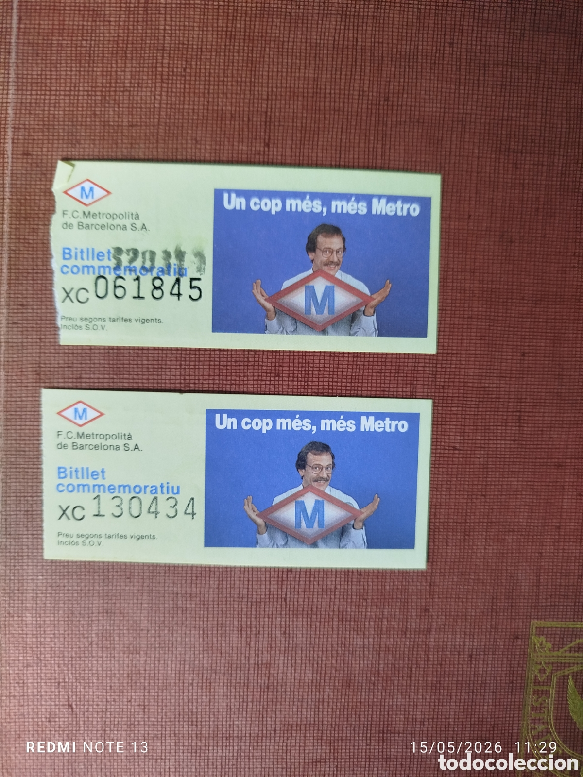 Coleccionismo Billetes de transporte: 2 billetes conmemorativos metro barcelona