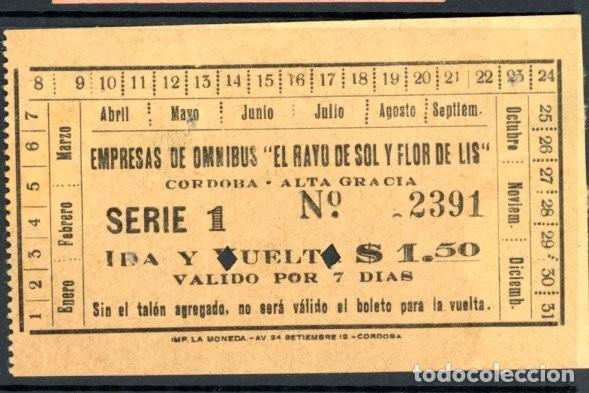 Collectables Transport Tickets: BILLETE DE AEMPRESA DE OMNIBUS &rdquo;EL RAYO DE SOL Y FLOR DE LIS&rdquo; // CORDOBA // 1935