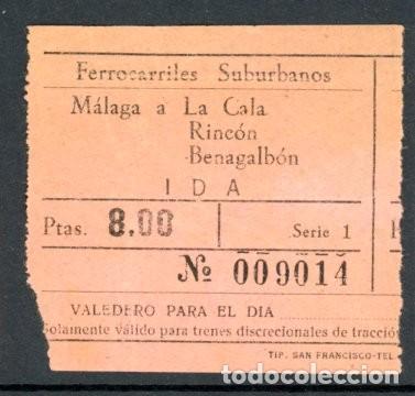Collectables Transport Tickets: BILLETE DE LOS FERROCARRILES SUBURBANOS DE MALAGA