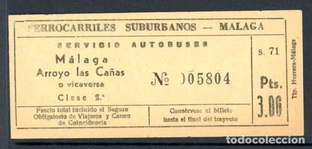 Collectables Transport Tickets: BILLETE DE LOS FERROCARRILES SUBURBANOS DE MALAGA a Arroyo las Ca&ntilde;as