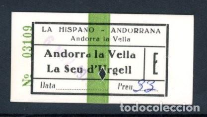 Collectables Transport Tickets: BILLETE DE AUTOBUSES DE LA HISPANO - ANDORRANA /7ANDORRA LA VELLA - LA SEU D'URGELL