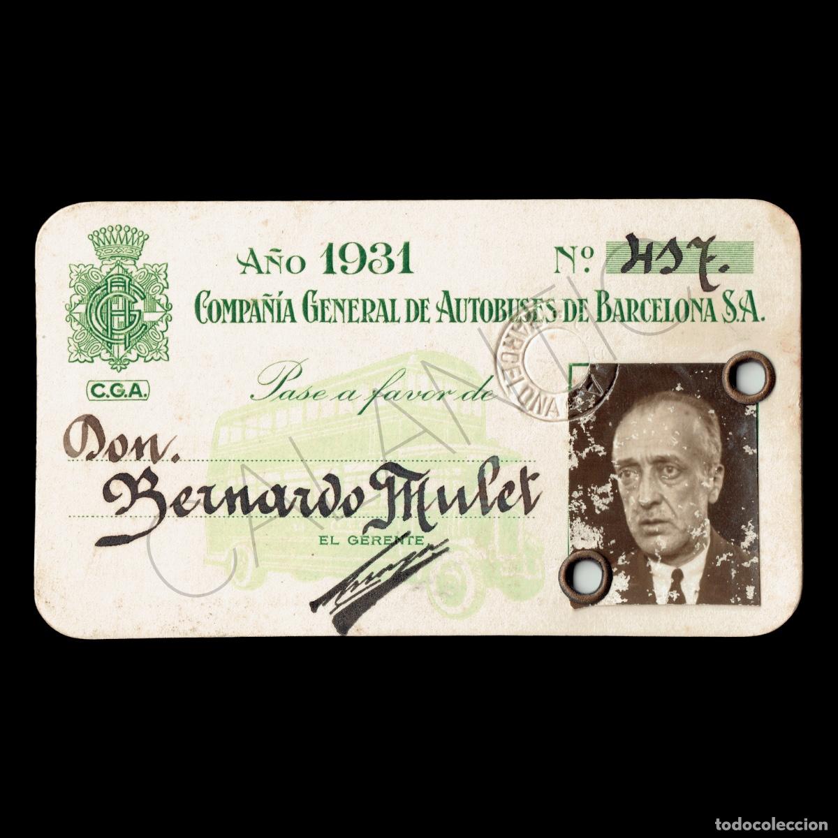 Colecionismos Bilhetes de Transporte: Carnet Pase Compa&ntilde;&iacute;a General de Autobuses de Barcelona SA &ndash; A&ntilde;o 1931