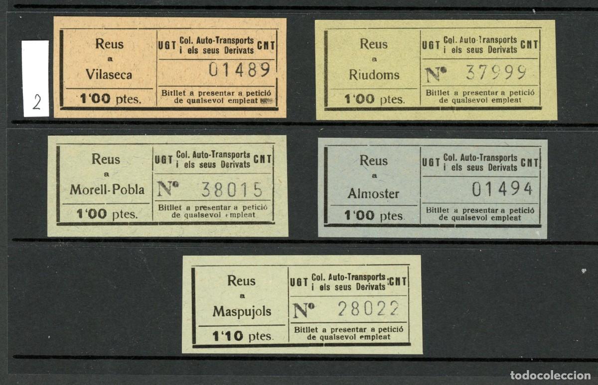 Coleccionismo Billetes de transporte: LOTE 2 // 5 Billetes de GC (UGT - CNT) // COL. AUTO-TRANSPORTS I ELS SEUS DERIVATS