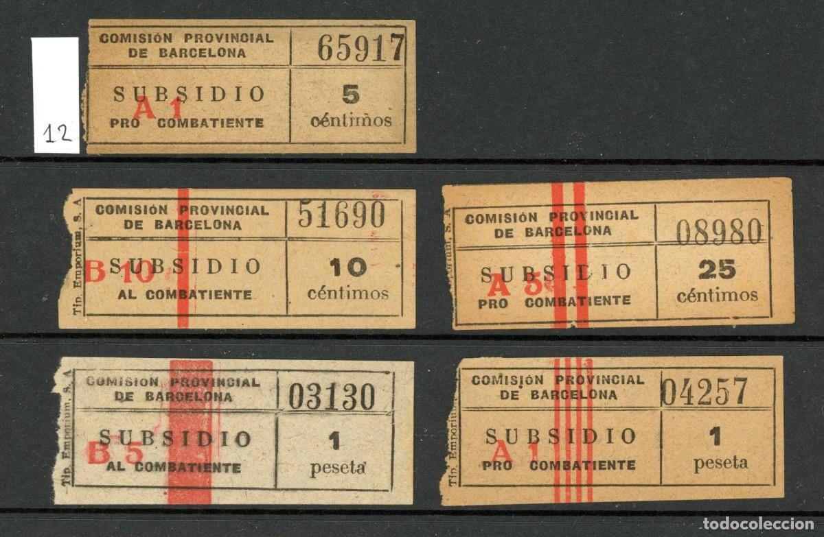 Colecionismos Bilhetes de Transporte: LOTE 12 // 5 Billetes de SUBSIDIO AL COMBATIENTE