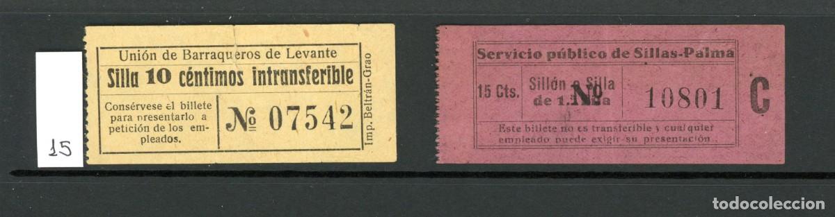 Colecionismos Bilhetes de Transporte: LOTE 15 // 2 Billetes de SILLAS // VALENCIA, PALMA