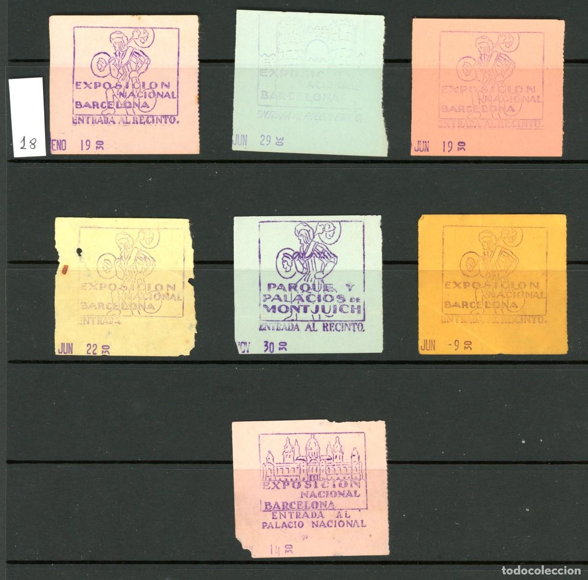 Coleccionismo billetes de transporte: LOTE 18 // 7 ENTRADAS A LA EXPOSICION INTER. DE BARCELONA DE 1929