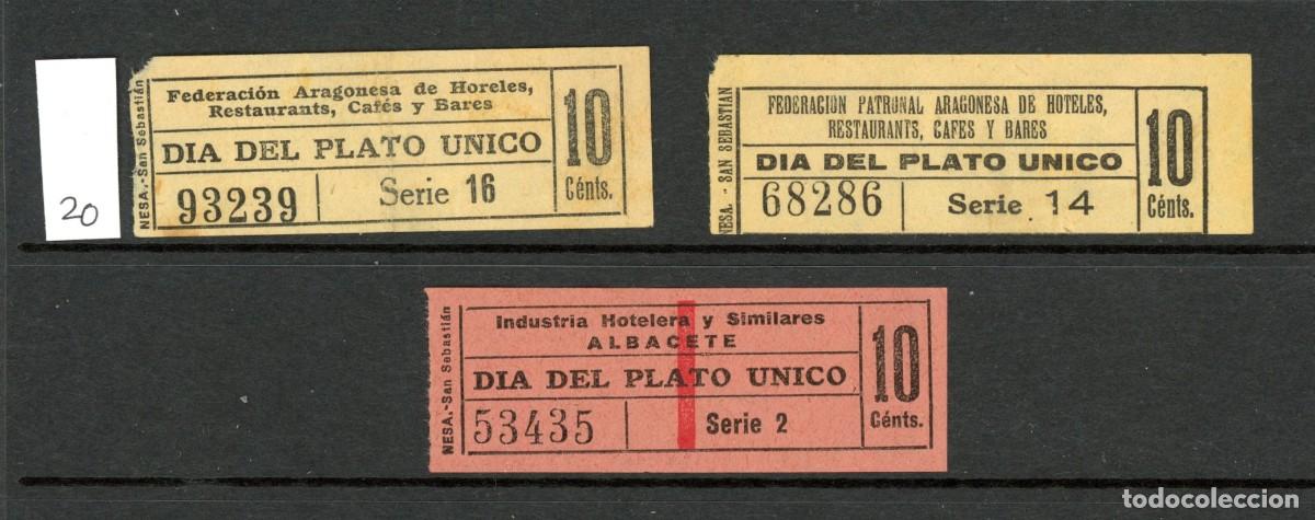Colecionismos Bilhetes de Transporte: LOTE 20 // 3 BILLETES DE DIA DEL PLATO UNICO / ARAGON , ALBACETE