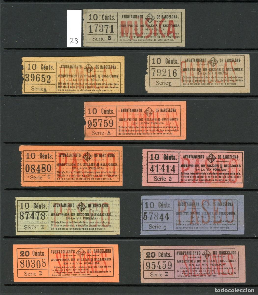 Coleccionismo billetes de transporte: LOTE 23 // 10 BILLETES DE SILLAS DE BARCELONA
