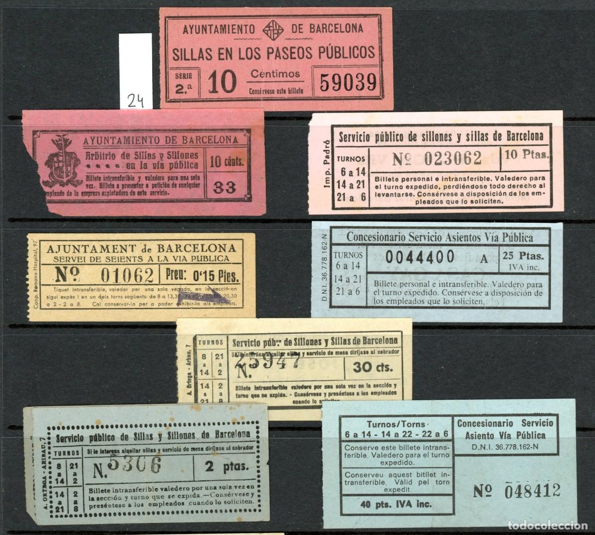 Colecionismos Bilhetes de Transporte: LOTE 24 // 8 BILLETES DE SILLAS DE BARCELONA
