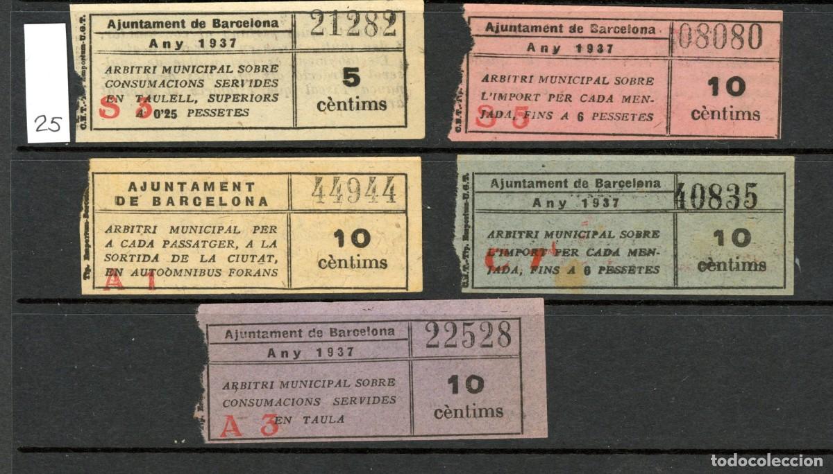 Colecionismos Bilhetes de Transporte: LOTE 25 // 5 BILLETES DE ARBRITI MUNICIPAL DE BARCELONA