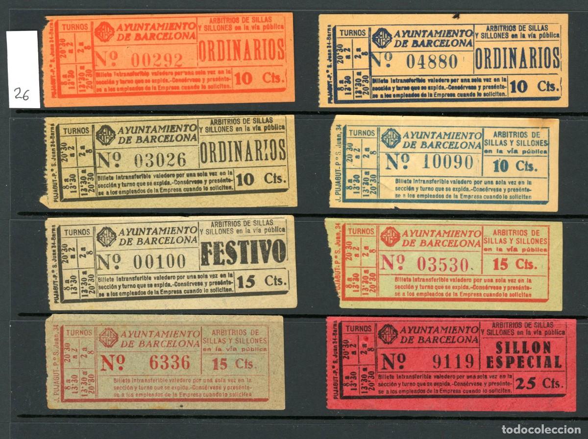 Colecionismos Bilhetes de Transporte: LOTE 26 // 8 BILLETES DE SILLAS DE BARCELONA