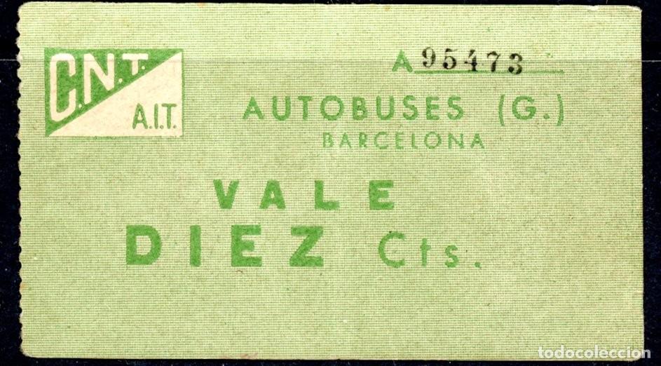 Sammeln von Fahrkarten: VALE 10 CTS. AUTOBUSES G. - BARCELONA