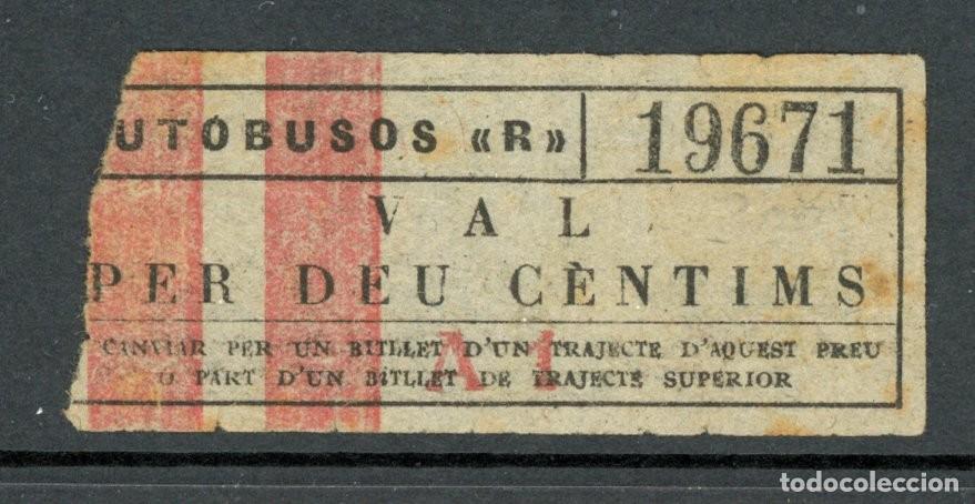 Colecionismos Bilhetes de Transporte: VALE 10 CTS. AUTOBUS0S &rdquo;R&rdquo; (ROCA) - BARCELONA
