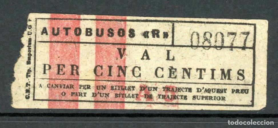 Coleccionismo billetes de transporte: VALE 5 CTS. AUTOBUS0S &rdquo;R&rdquo; (ROCA) - BARCELONA